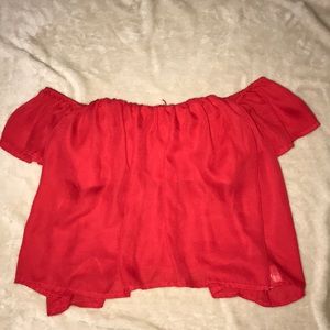 Red off the shoulder crop top